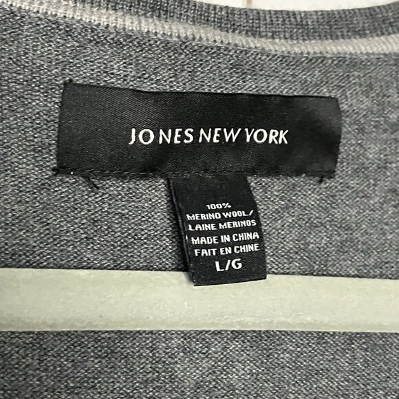 Jones New York Merino Wool Sweater Vest Mens L Argyle Gray Academia Grandpa Knit - Picture 2 of 6